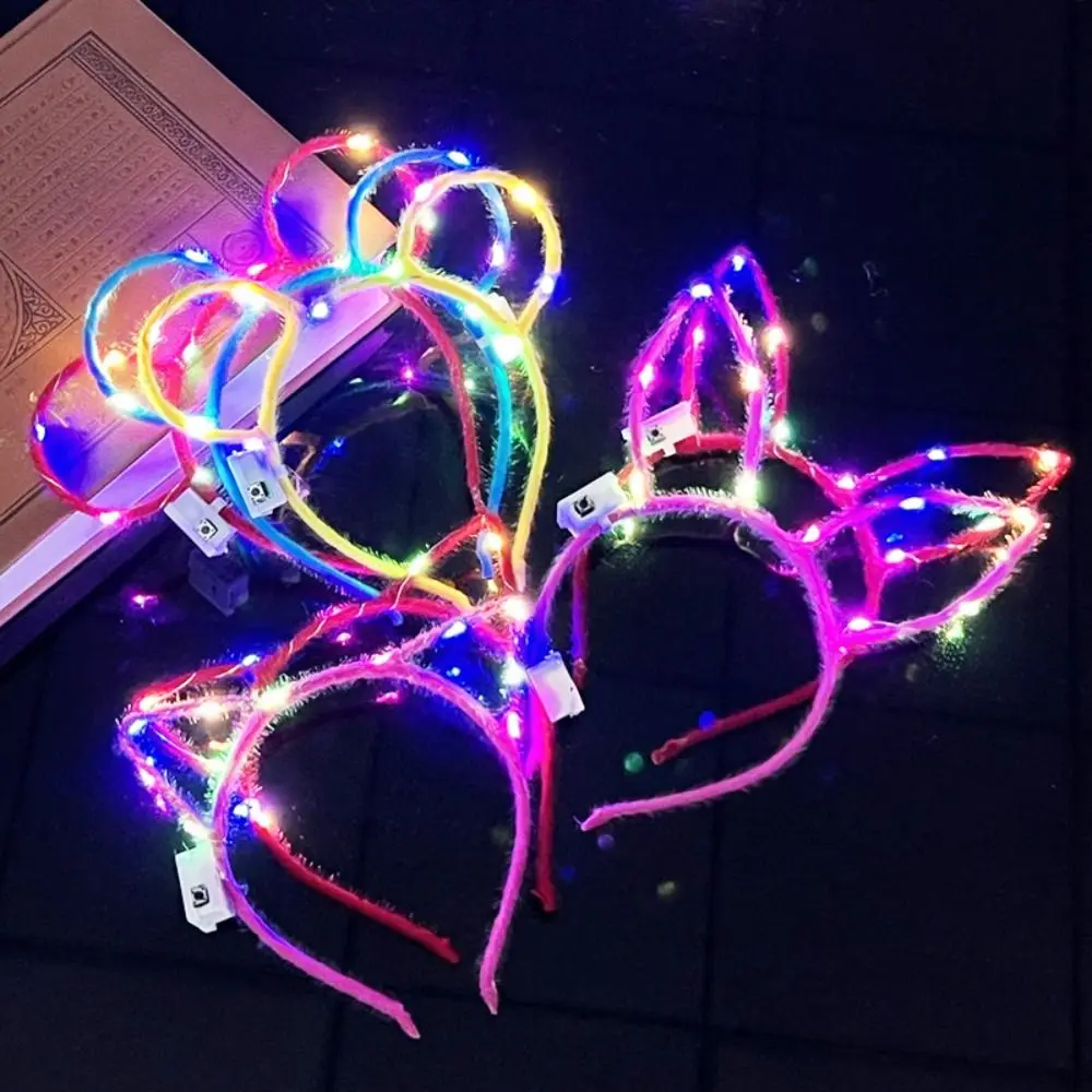 

Luminous Hair Hoop LED Rabbit Ears Headband Crown Light Flashing Glowing Cat Ears Hair Band Party Dress Up Party Hair Band