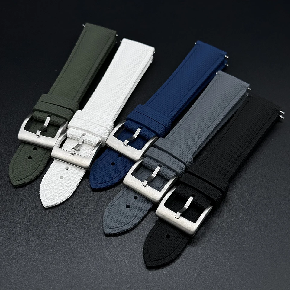 Watchband 18mm 19mm 20mm 21mm 22mm 23mm 24mm FKM Rubber Watch Strap for Omega Rolex Seiko Band