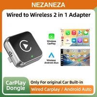 Adaptador inalámbrico CarPlay Android Auto 2 en 1, Dongle USB tipo C inteligente, conexión automática Plug and Play para iPhone y Android Universal