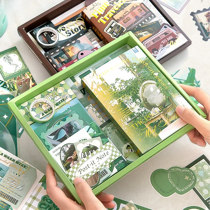 Time Travel Vintage Exquisite Handbook Gift Box Set Includes Handbooks Material Paper Die Cut Decorative Stickers