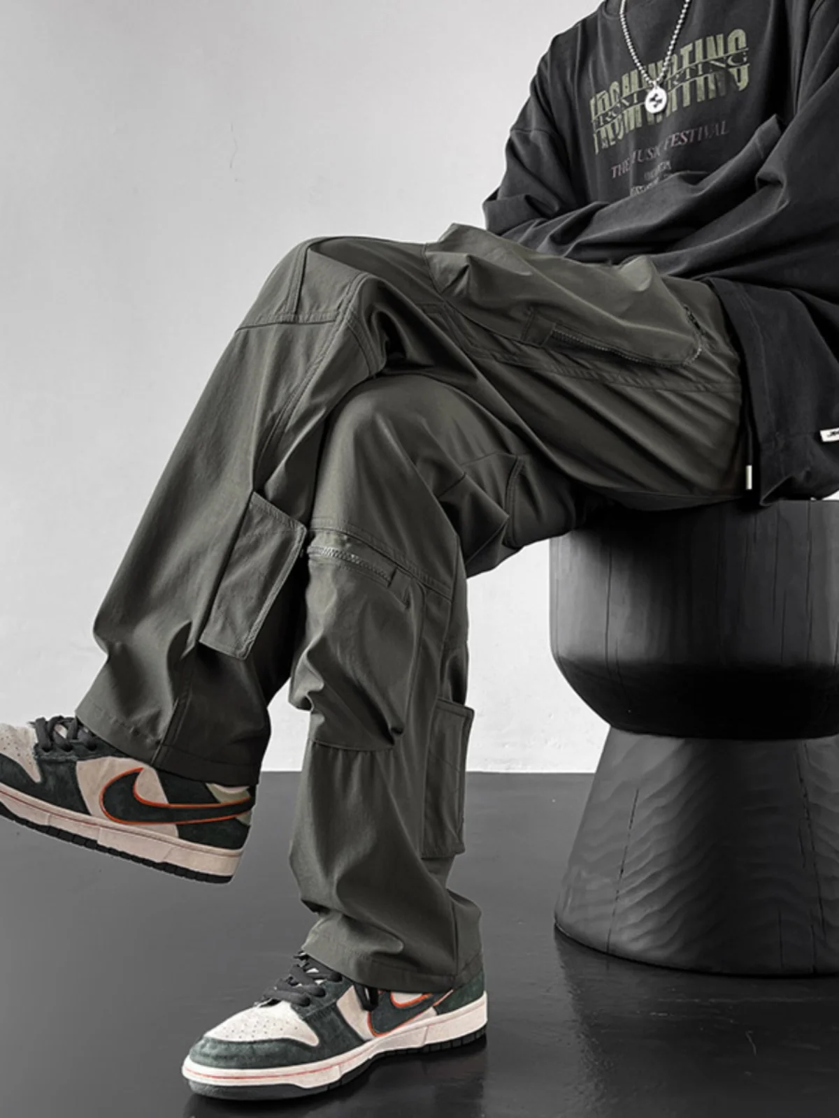 

Outdoor Functional Windbreaker Trousers for Men Casual Straight Leg Pants High Street Sle Spring Autumn Faionable Brand