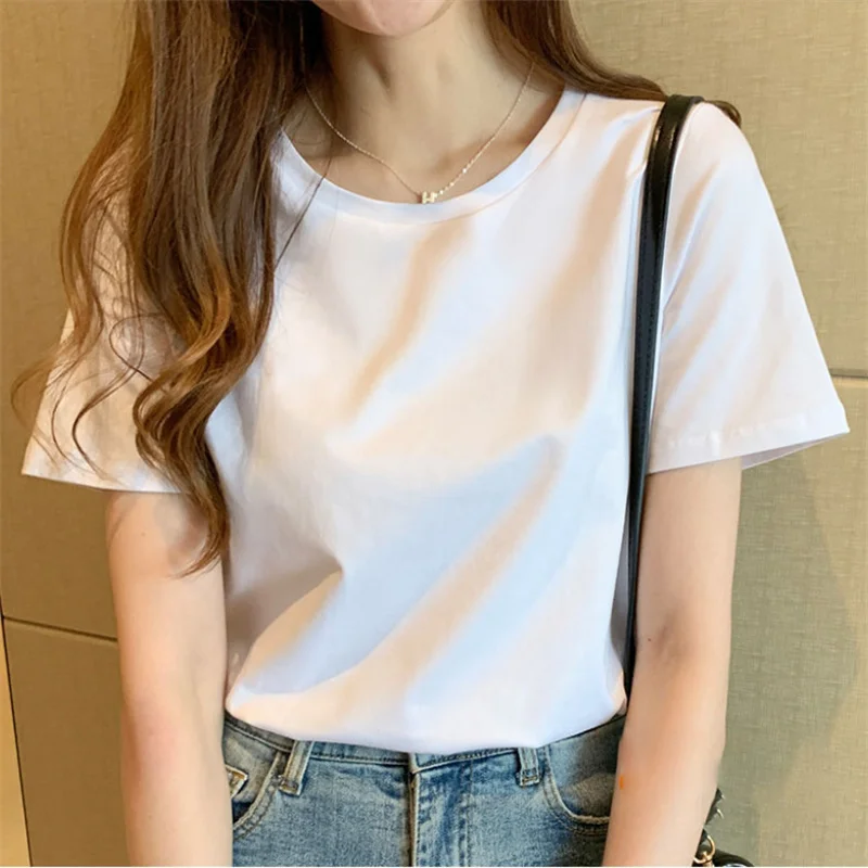 

Summer Casual Women T-shirts Summer Plus Size Short Sleeve Fashion Printed Solid Color Tees Tops Slim Unisex Clothing M-5XL