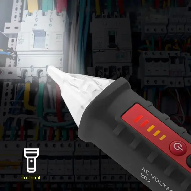el probador de voltaje sin contacto, herramienta de prueba de circuito de pluma detectora de voltaje CA de 12-1000V con linterna LED, ajuste de sensibilidad