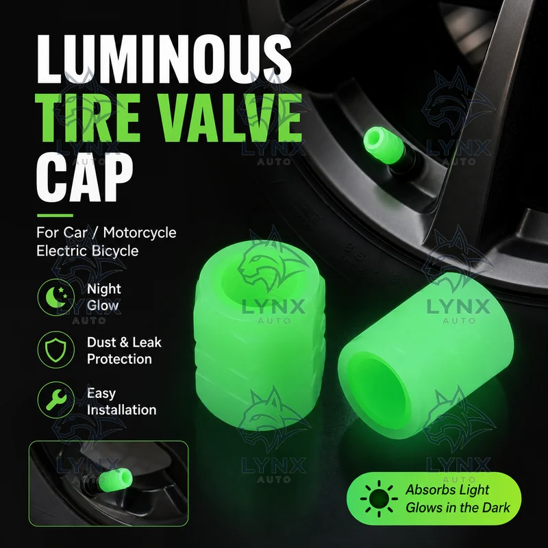 Luminous Car Tire Valve Cap Fluorescent Night Glowing Tire Decor for Motorcycle Electric Bicycle Hub Valve Caps