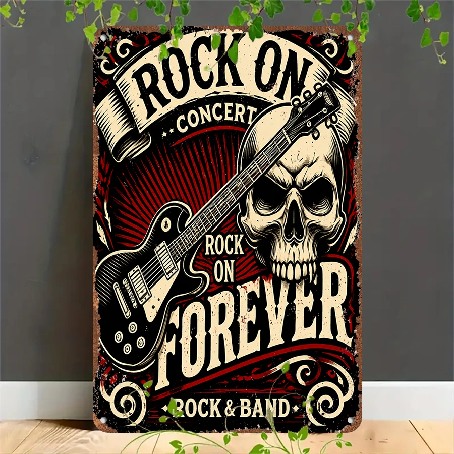 2D flat retro metal tin plate,  Vintage Rock Forever Concert Tin Sign, Suitable for home, garage, café, bar and garden decoration
