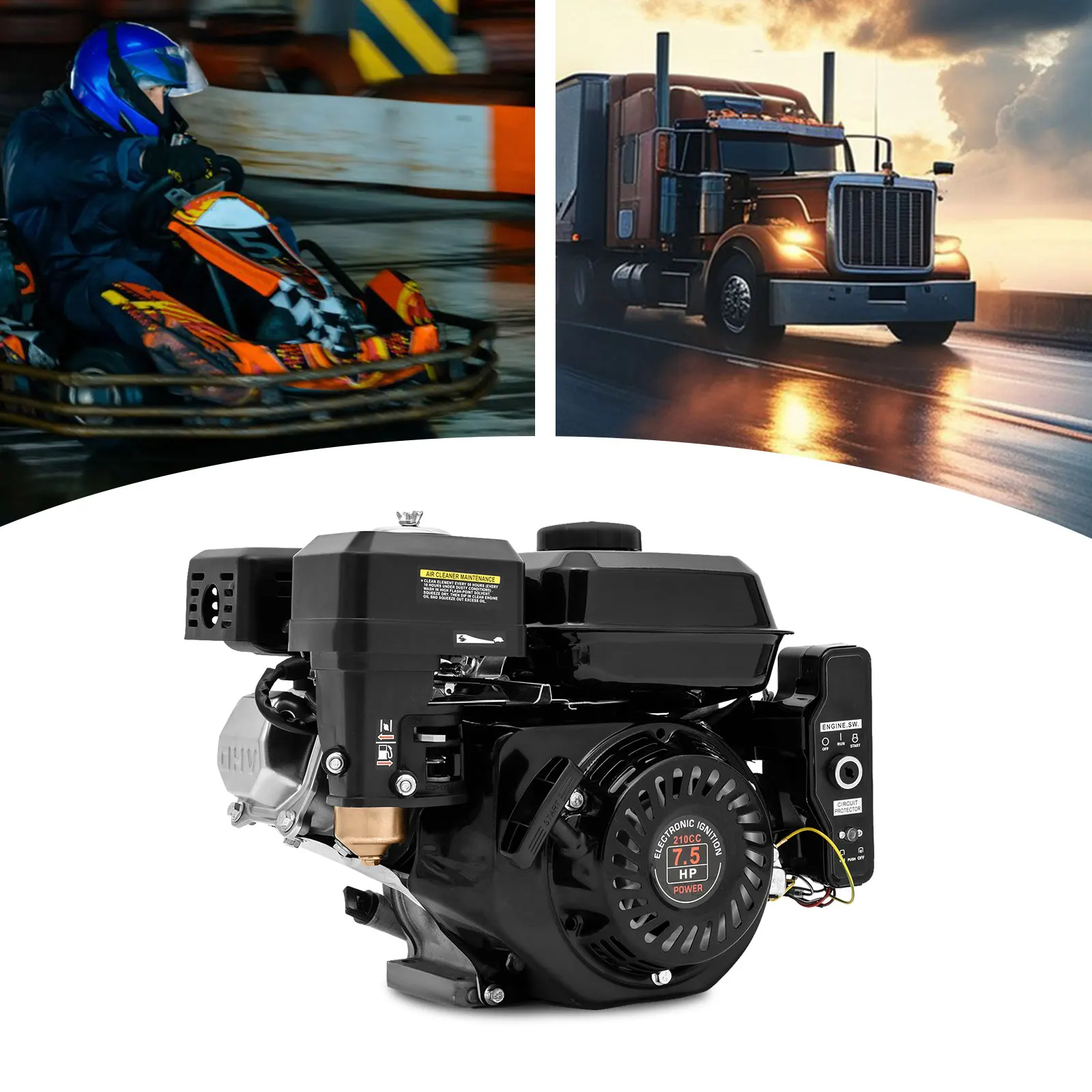 محرك 212cc 4-السكتة الدماغية 7.5 HP محرك كهربائي أفقي محرك غاز Go Kart لعربات الذهاب والضواغط والخنادق والمولدات #5