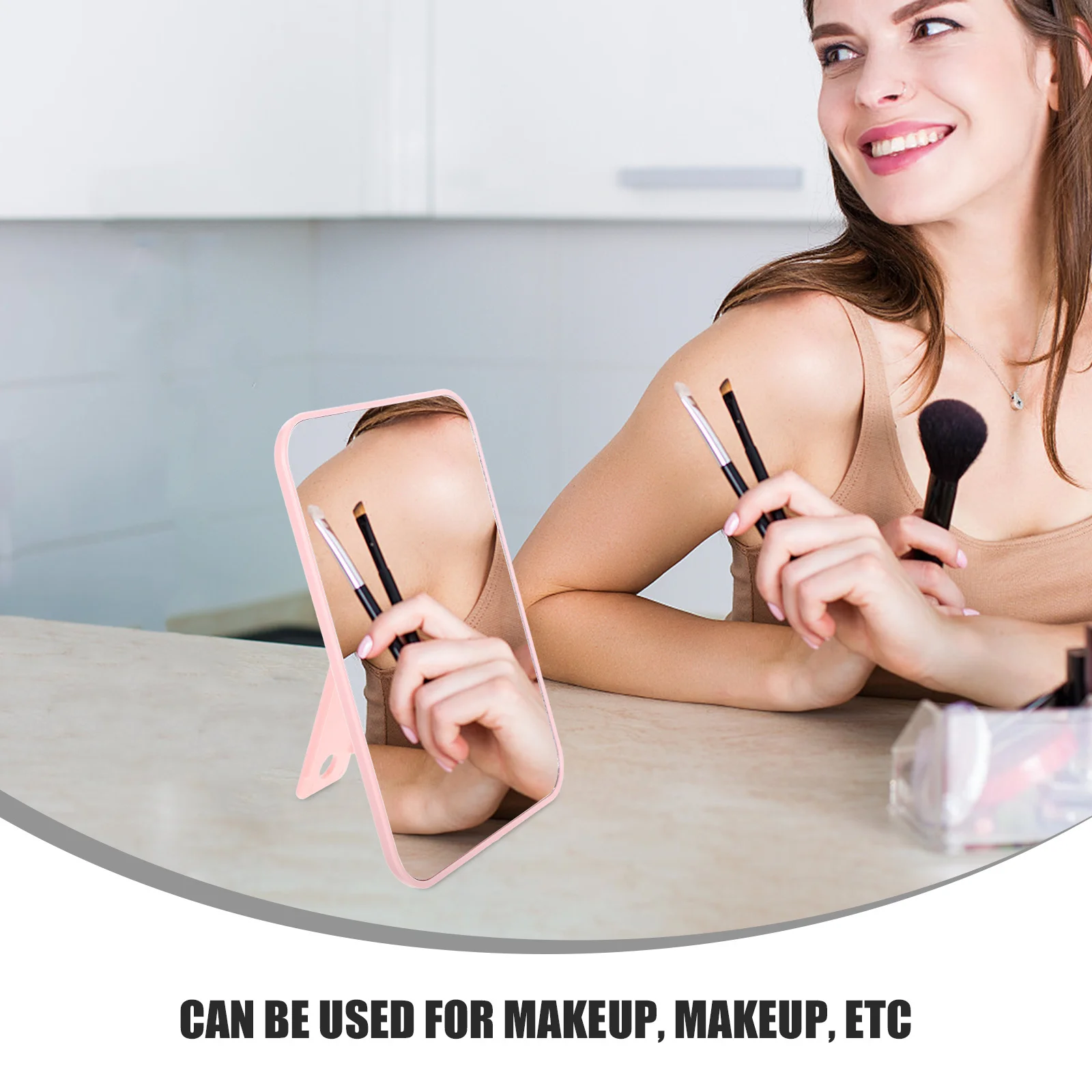 Specchio per trucco pieghevole Specchio cosmetico portatile compatto da scrivania da viaggio per ufficio Tavolo da trucco portatile per toelettatura di piccole dimensioni