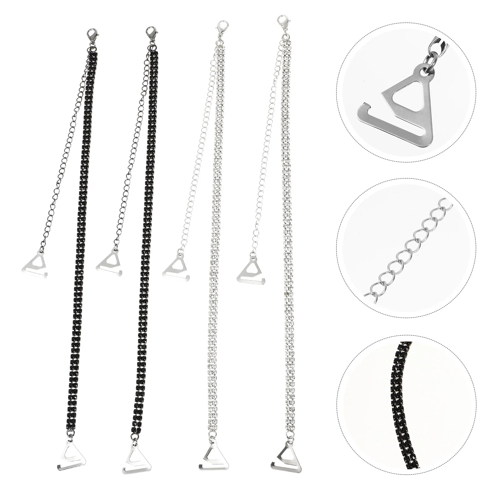 2 Pcs Drainage Rhinestone Bra Straps Black Silver 1 8 Hook Adjustable Non Slip Pearl Rhinestone Bra Straps Replacement