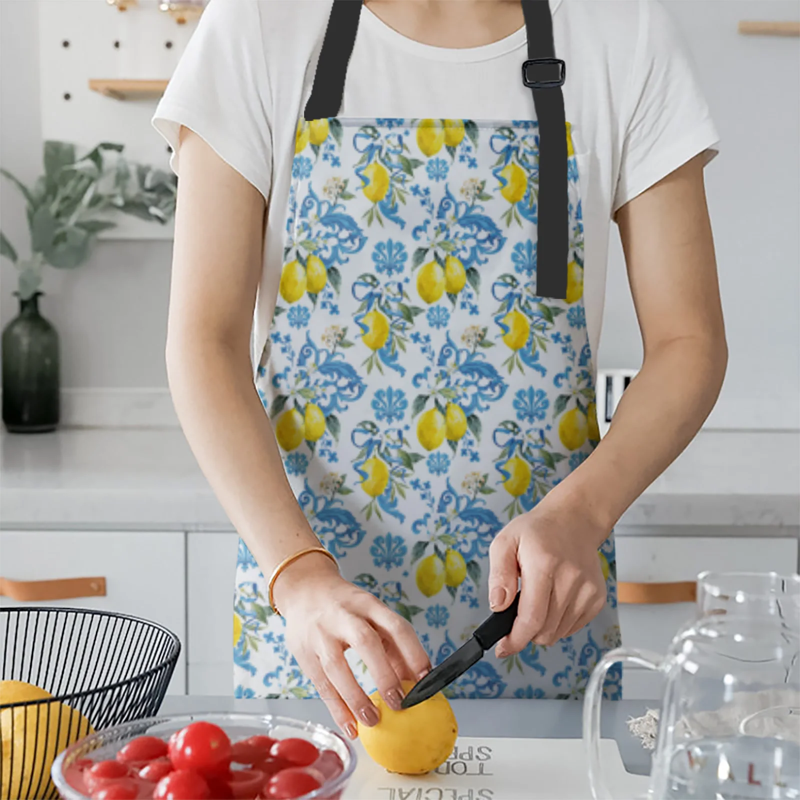 Lemon And Baroque Decoration Kitchen Apron for Woman Sleeveless Aprons for Cooking Home Cleaning Tool Aprons for Men