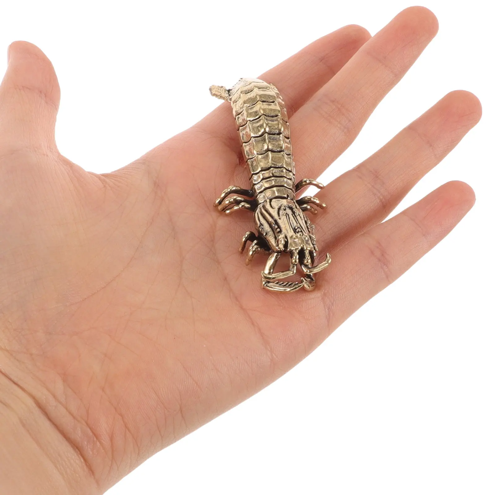 Brass Mantis Shrimp Decoration – Handcrafted Vintage Mini Animal Ornament for Desk, Shelf & Cabinet