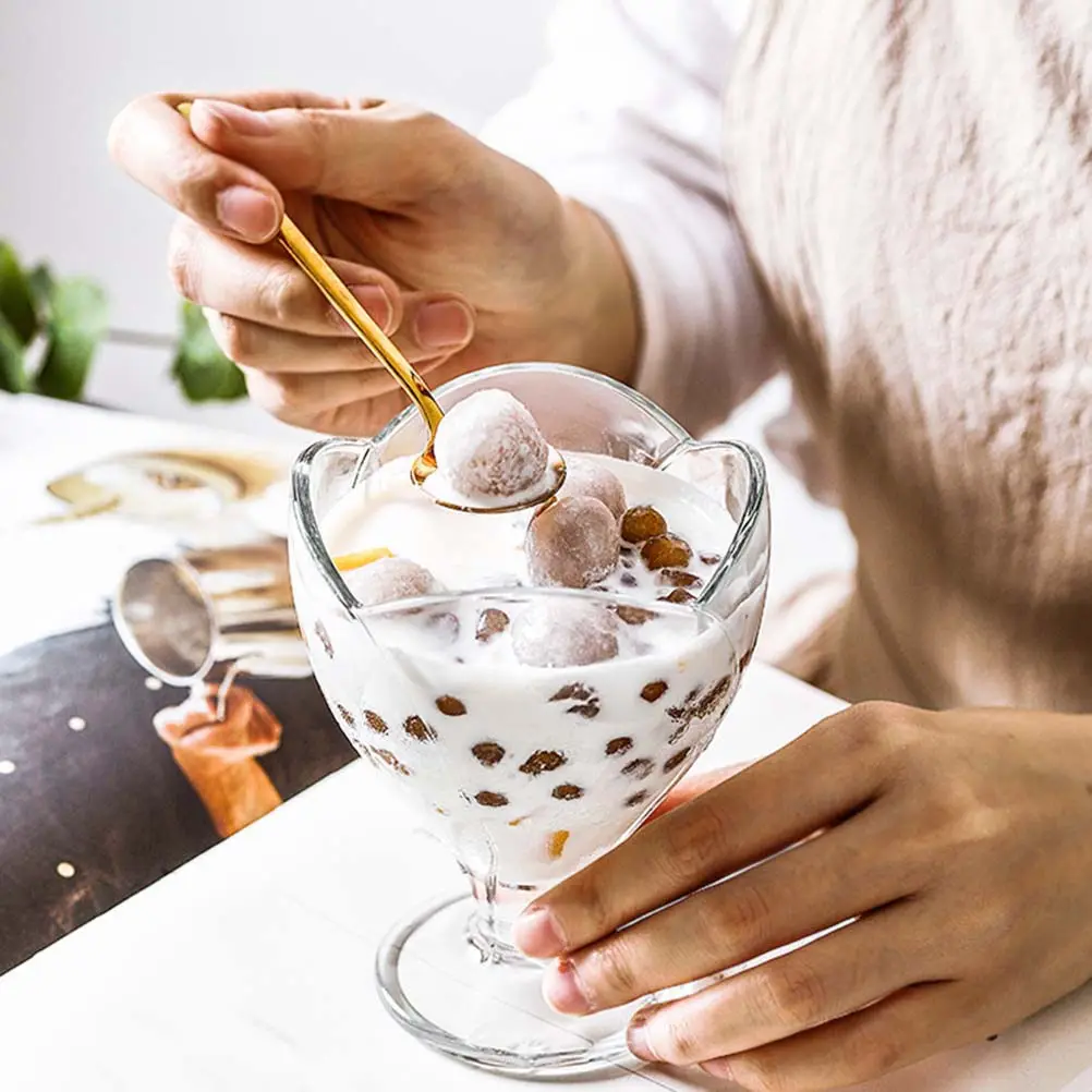 

1Pcs Heat-Resistant Thickened Glass Ice Cream Cup Dessert Bowl Mug for Home Coffee Shop Restaurant Hotel Gift