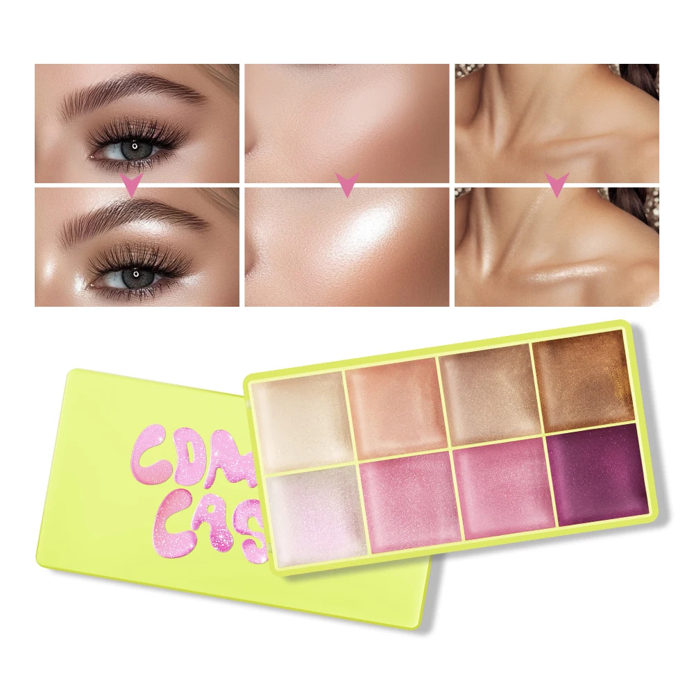 High Gloss Cement Case Cream Palette Set  Makeup Matte & Shimmer Finishes with Pink Brown Nude Tones  Long-Lasting Curve Case