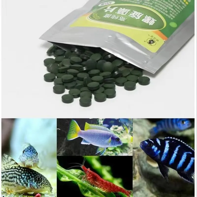 Tabletas de espirulina de alta pureza, 100/200/300/500 Uds., enriquecimiento de algas marinas en espiral, alimentos favoritos para mascotas, peces, cristal, camarones rojos, comida para peces