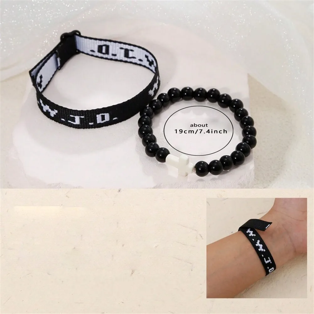 -Pulseras Wwjd inspiradoras de cuerda trenzada, juego de pulseras de cuerda trenzada, con Cruz, 2 piezas