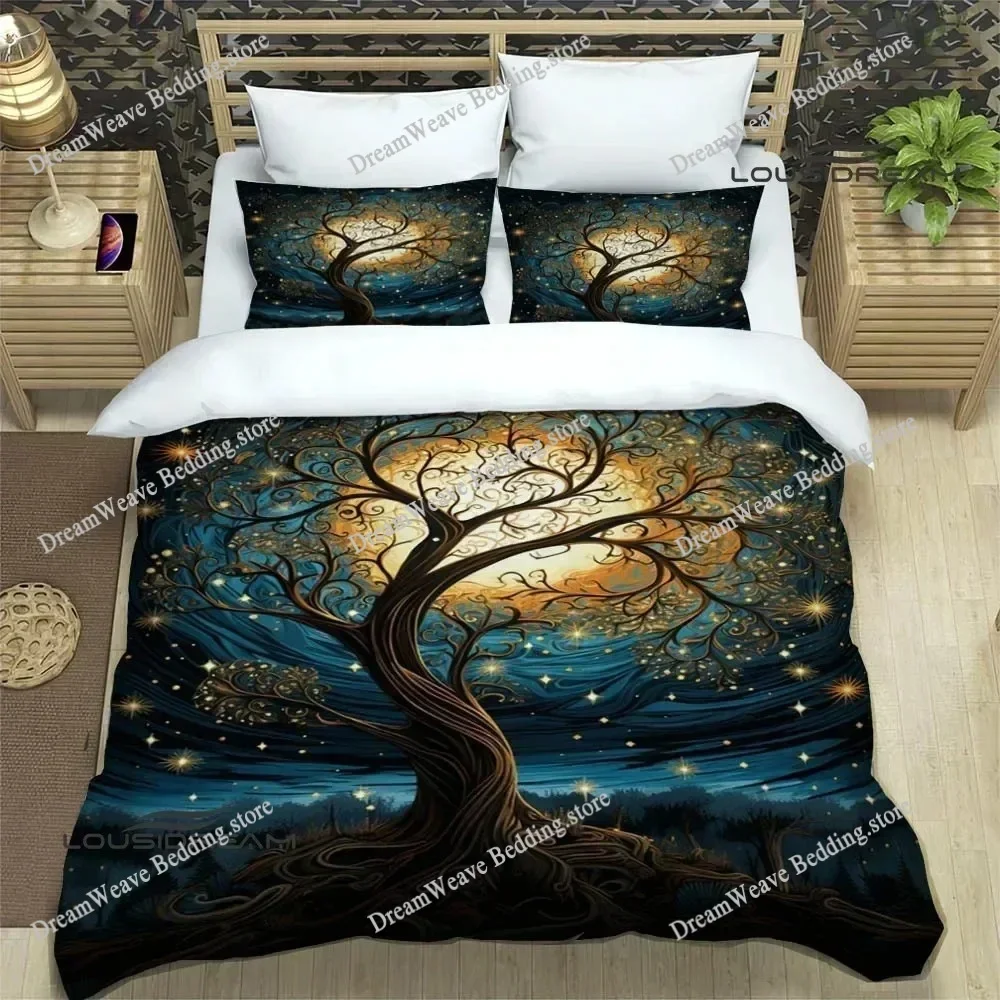 Tree of Life Duvet Cover King Botanical Branches Leaves Bedding Set Microfiber Psychedelic Mysterious 3D Print Quilt Cover592592