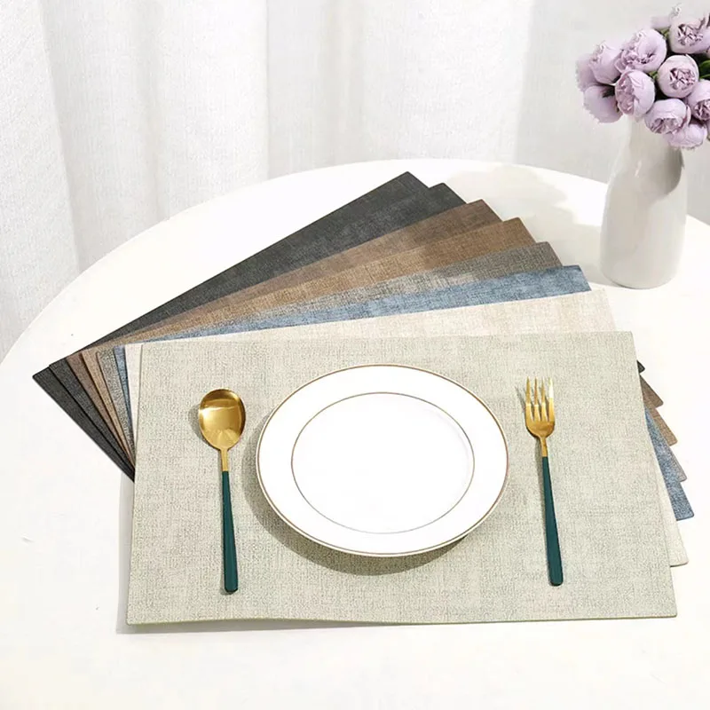 

Nordic Ins Solid Color Leather Placemat Simple Heat Insulation Pu Dining Table Mat 4pcs Soft Easy-Cleaning Countertop Protector