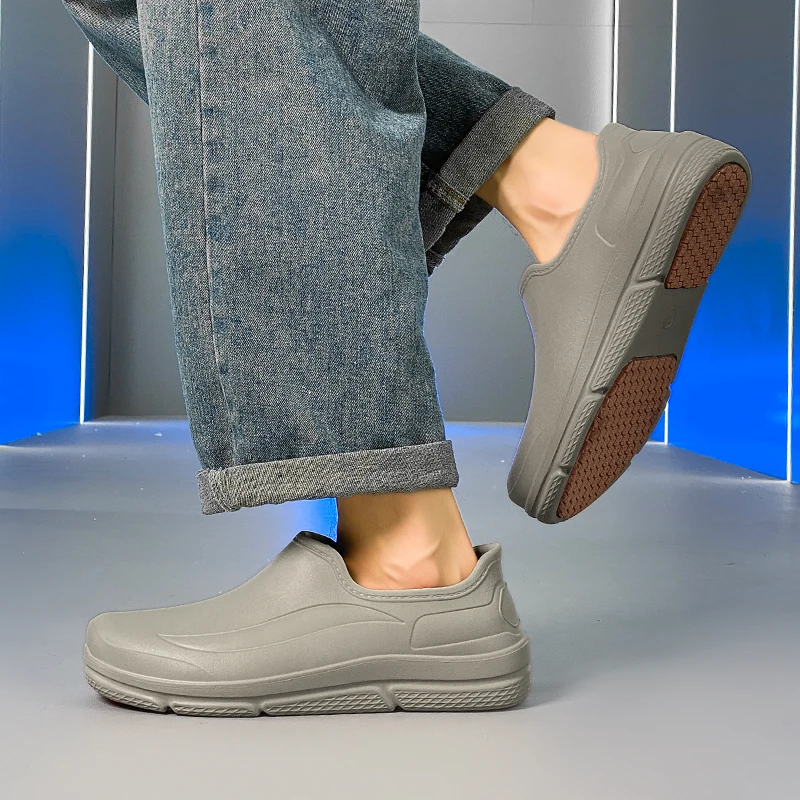 Unisex Einteilige EVA Vollständig Wasserdichte und Ölbeständige Slip-On Kochschuhe, Rutschfeste Dickbesohlte Multifunktionale Arbeitssandalen für Re – Detail 11