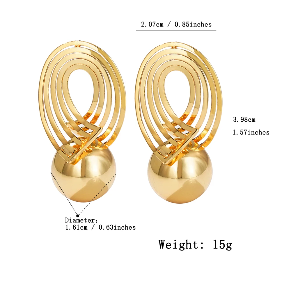 Fashionable Round Hollow Gold Jewelry Eardrop Brass Material 18k Pvd Gold-Plated Waterproof And Non-Fading Accessories Earrings