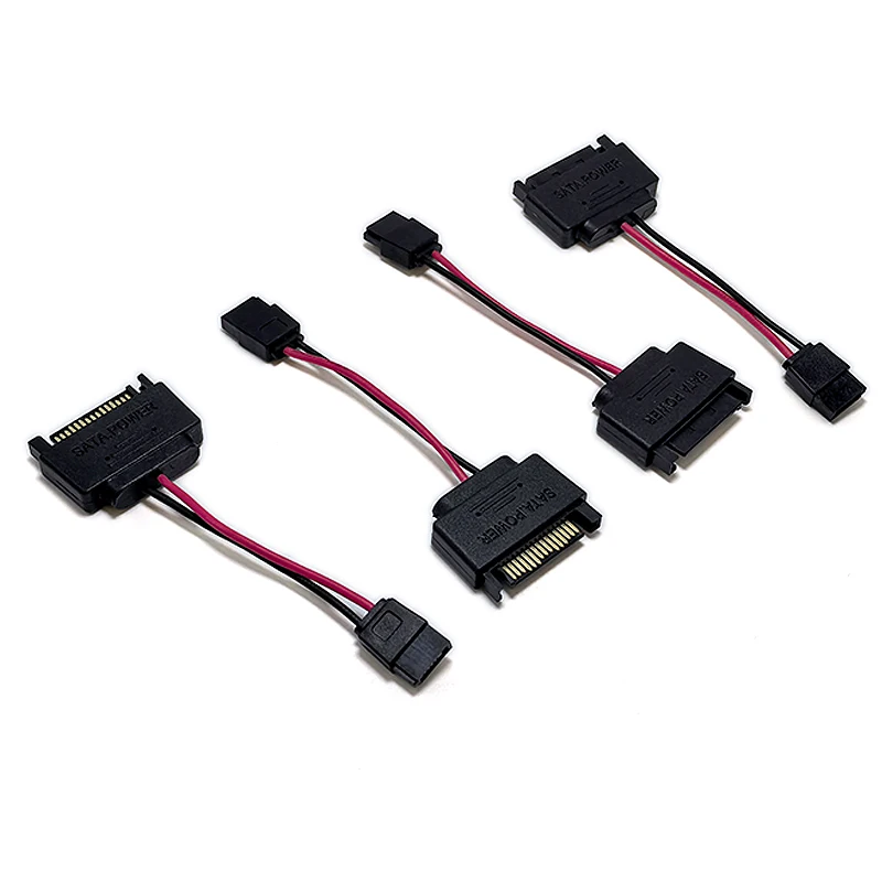 4Pc SATA 15-Pin Male To SATA 6-Pin Female Slimline Power Adapter Cable 20AWG For Laptop Optical Drive