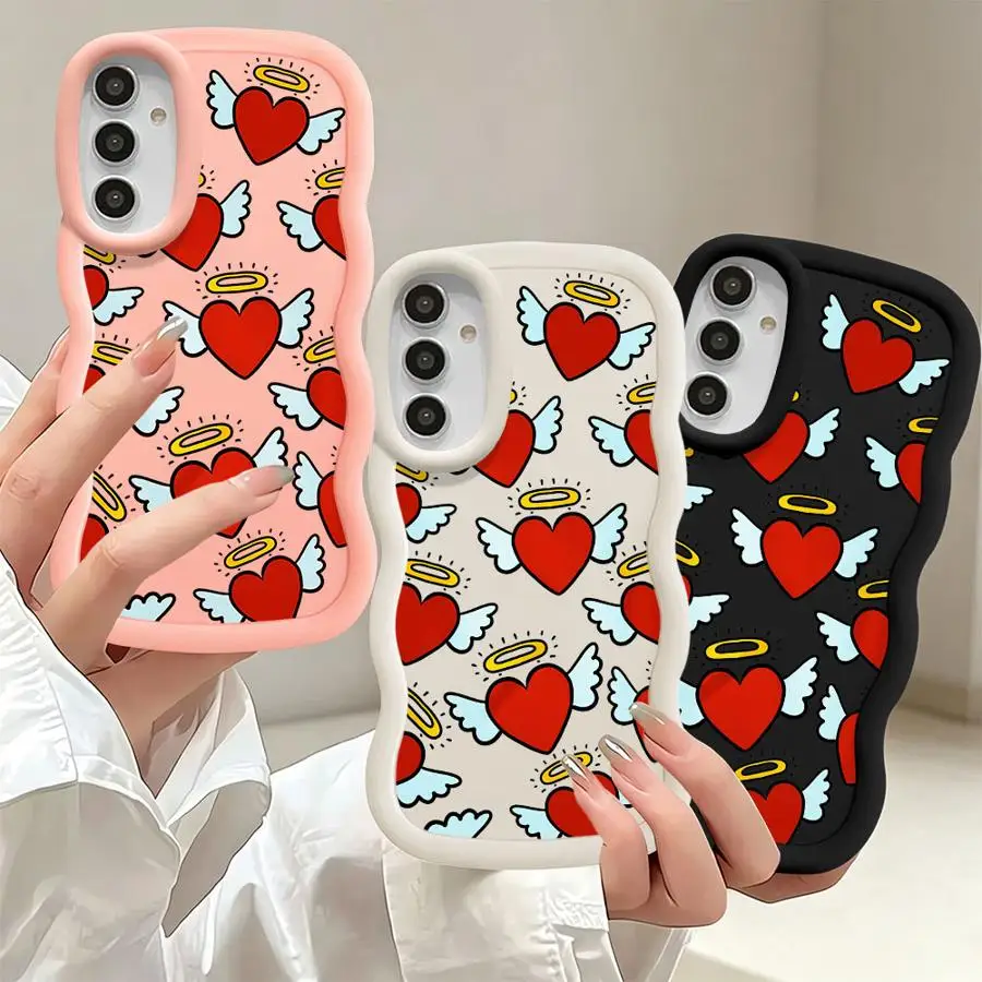 Winged Hearts Phone Cover Case for Samsung Galaxy A17 A14 A03 A55 A35 A26 A34 A12 A30 A11 A20 A15 A04 A13 A50 A73 A36 A51 A16