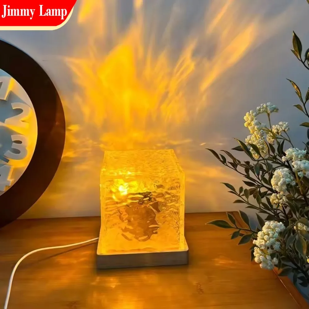 16 Color Ocean Wave Floodlight Imitation Wood RGB Dimming Dynamic Light and Shadow Water Pattern Night Light Home Bar Restaurant