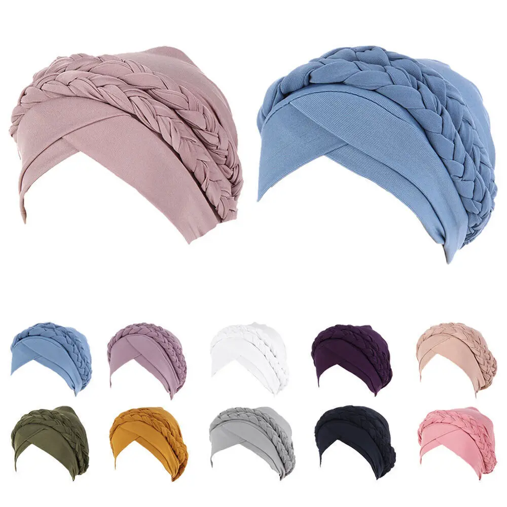 Women Cancer Hat Chemo Cap Muslim Hijab Braid Scarf Turban Head Wrap Ladies