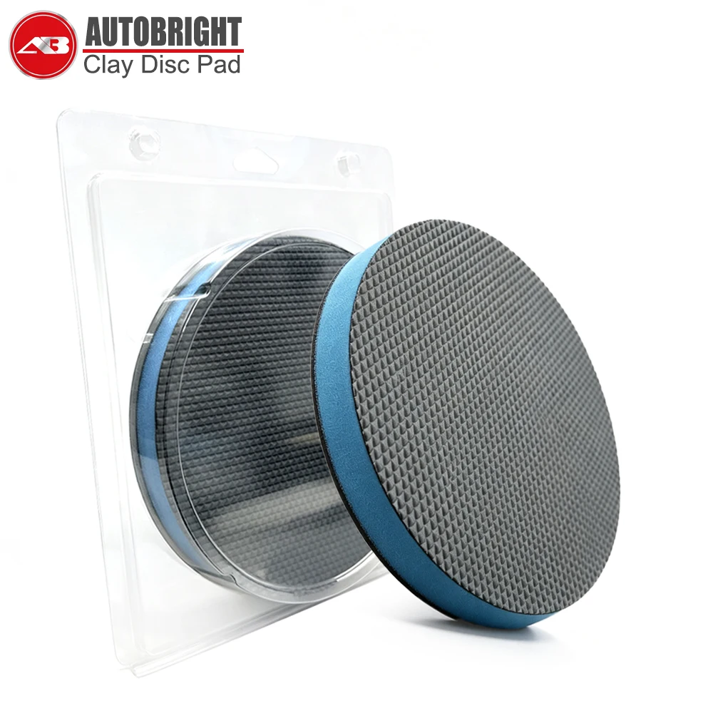 AUTOBRIGHT 6Inch Magic Clay Disc Auto Detailing Pad Hook Loop for Car Polisher Reusable Remove Iron Powder Paint Contaminants