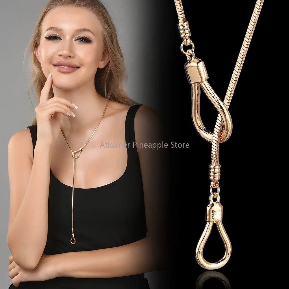 

Женское ожерелье с геометрическим рисунком, многофункциональное длинное ожерелье, персонализированное и панк-свитер-цепочка, кулон, аксессуар, подарок для пары