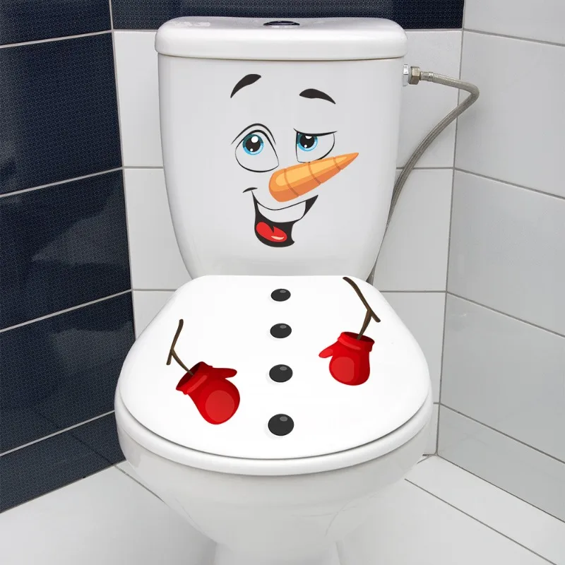 Weihnachts-Schneemann-Toilettendeckel-Aufkleber – wasserdichter, selbstklebender PVC-Badezimmer-Aufkleber für festliche Feiertagsdekoration, ideal für Weihnachten – Detail 4