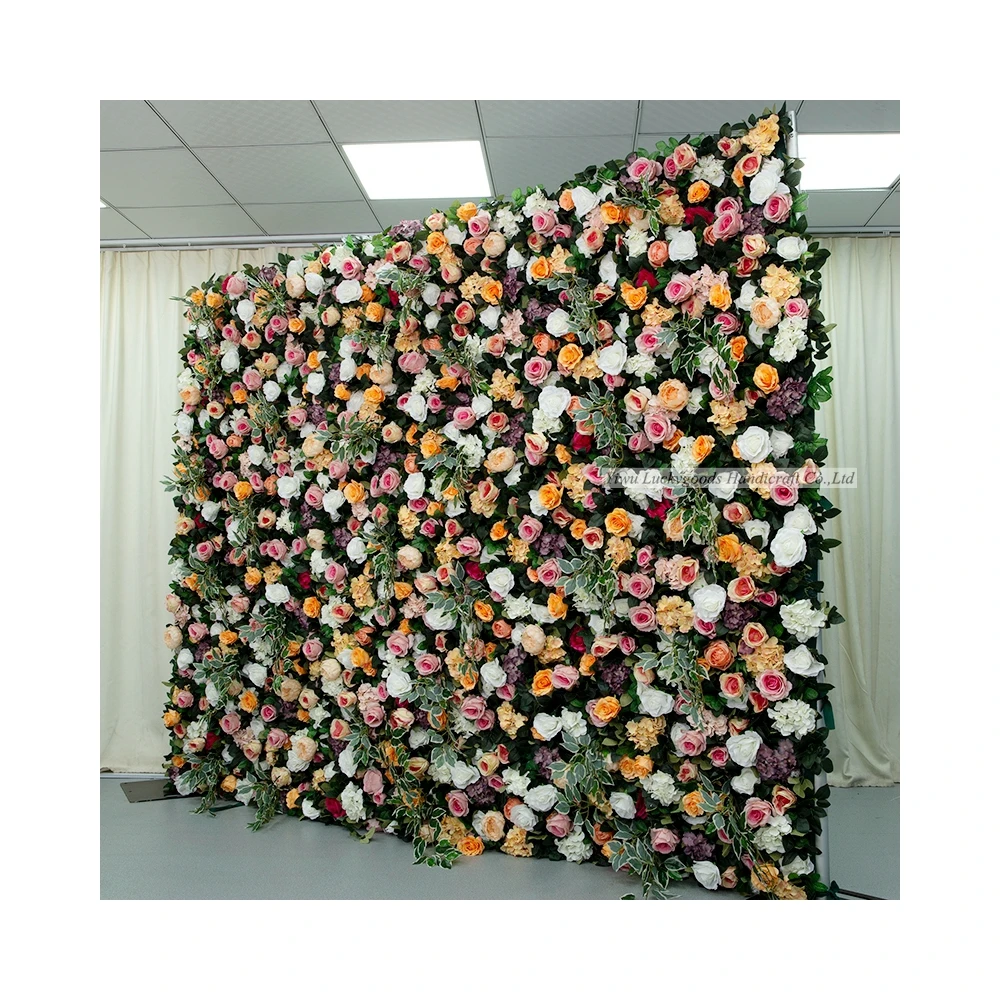 LFB1841 Luckygoods New design Handmade Artificial Flower Wall Roll Up for for Wedding Party Birthday Backdrop Decoration