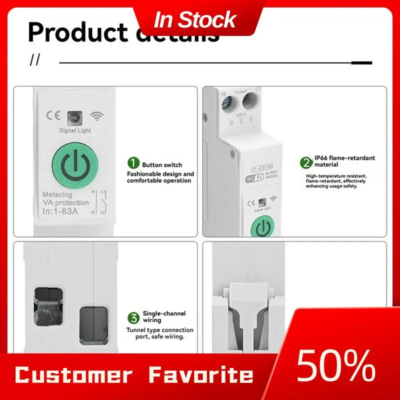 AT03 أعلى AC90-300V واي فاي قطاع دارة ذكي أكثر من الحالي تحت الجهد حماية قياس الطاقة اللاسلكية التحكم عن بعد 63A