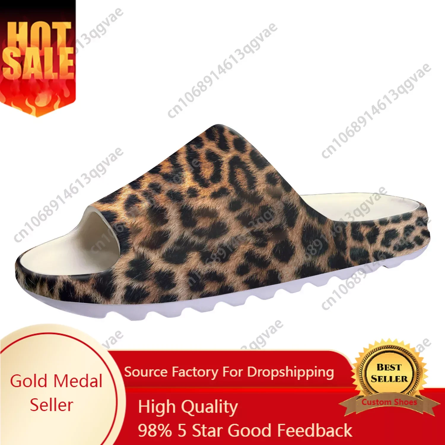 

Leopard Print 3D Soft Sole Sllipers Home Clogs Step on Water Shoes Mens Womens Teenager Bathroom Beach Customize on Shit Sandals