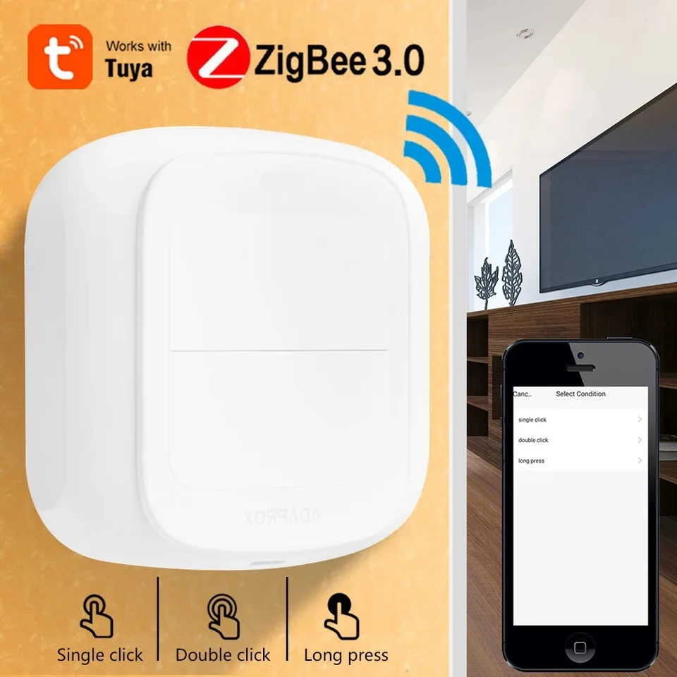 Tuya Smart WiFi&Zigbee 2-key Situational Switch APP Remote Control Wireless Smart Switch Random Stickers