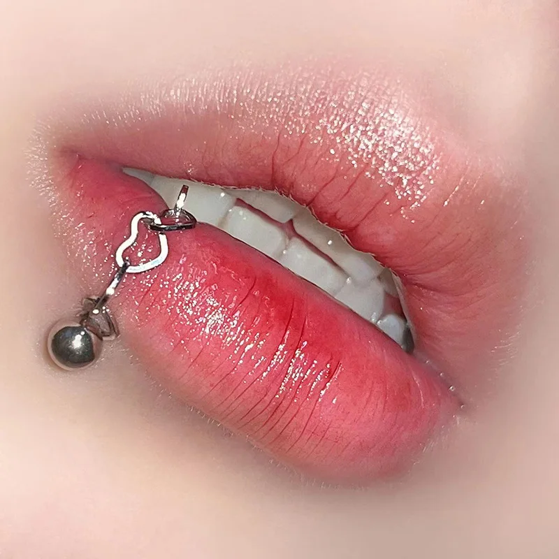 Modna punkowa modna serce obrączka do ust w kształcie podkowy pierścionki ze stali tytanowej bez przekłuwania spinki do ust piercing biżuteria
