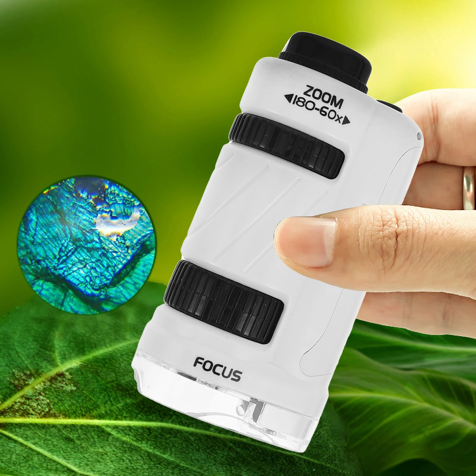 مجهر جيب محمول للأطفال عالي الوضوح أداة مراقبة بيولوجية صغيرة محمولة لتجارب العلوم المدرسية في الهواء الطلق #5