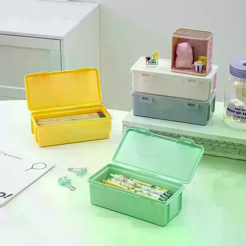 Pencil Box Large Capacity Plastic Organizer Storage Boxes For School Bulk Stackable Design Office Supplies Colorful