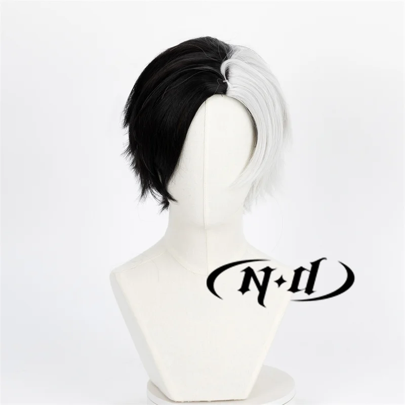 ND 사쿠라 하루카 코스프레 가발, 애니메이션 윈드 브레이커, 블랙 화이트 헤어, 할로윈 히트 테마 파티, 내성 합성