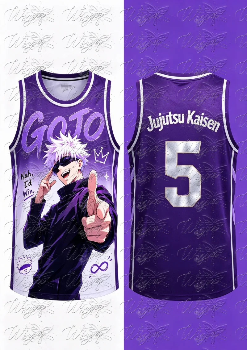Summer Manga Quick Dry Mesh Basketball Tank Unisex Jujutsu Kaisen Satoru Gojo Graffiti Print Breathable Sports Sleeveless Vest