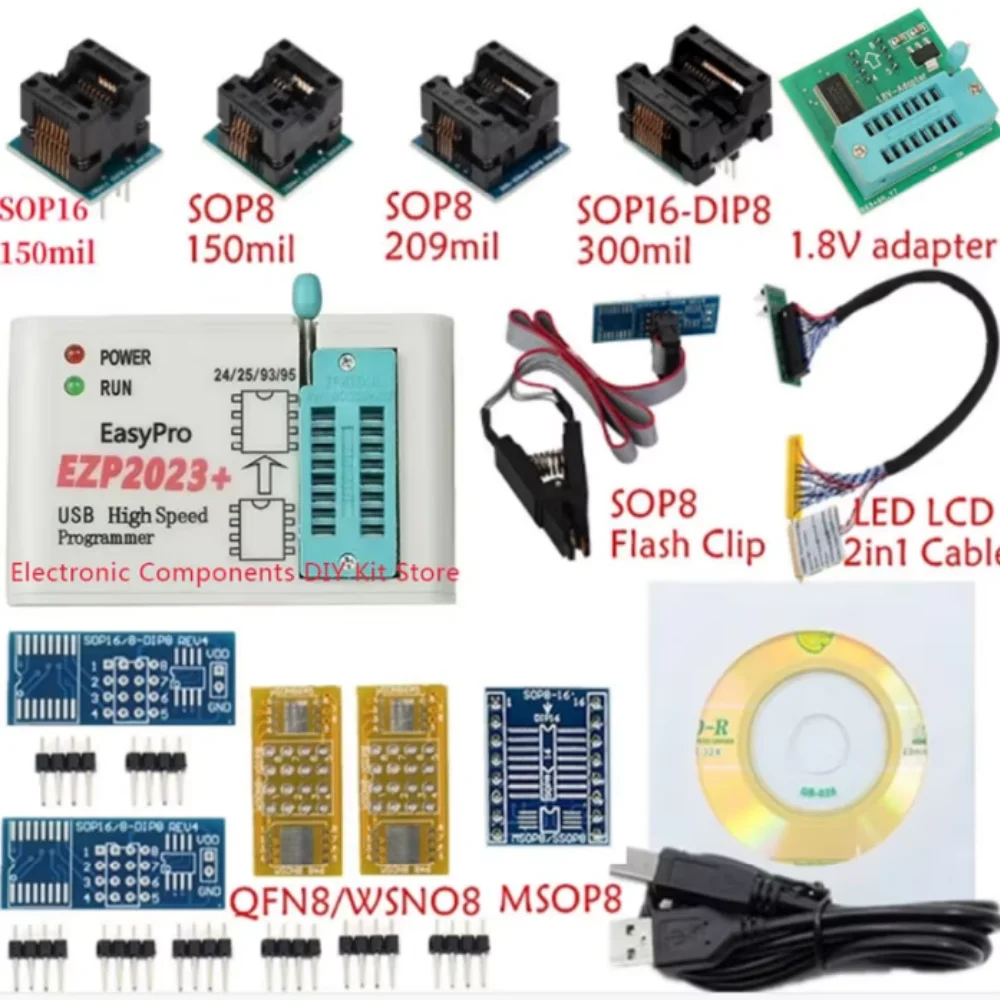 EZP2023 High-Speed USB SPI Programmer+12 Adapters Support 95 93 24 25 26EEPROM 25 Flash Bios Chip Better Than EZP2019