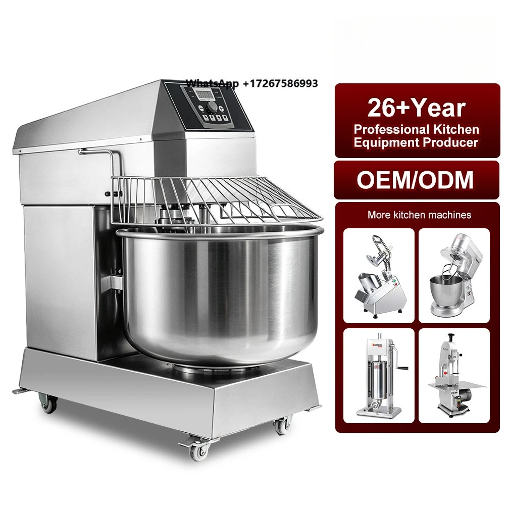 Factory Direct Supply High Multifunction 130L Large Pizza Dough Mixer Stainless Steel Dough Kneader Low Noise 4.5kW Power