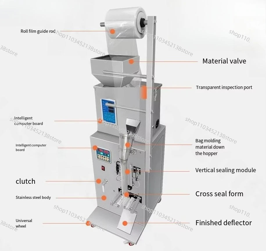 Small Powder Particle Packaging Machine Three-sided Back Sealing Automatic Bag Tea Packaging Bag Food Weighing Packaging Machine