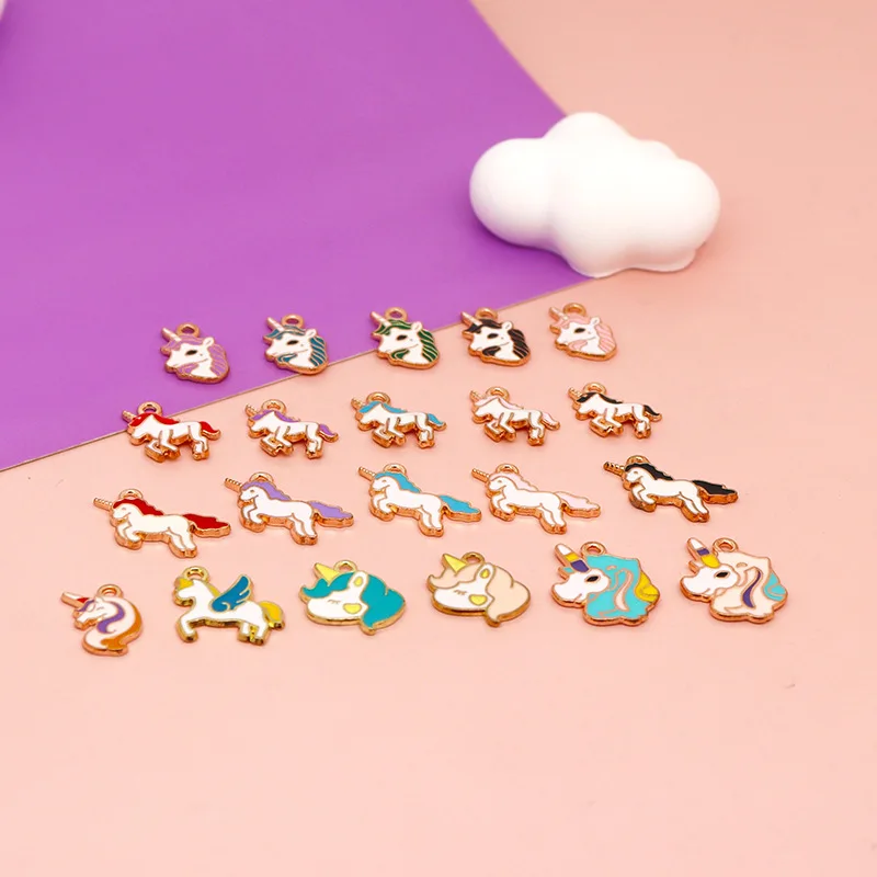 20 Pcs/lot Fashion Cartoon Unicorn Pendant Making Accessories Charms For Women, Earrings/Necklace Handmade DIY Jewelry Wholesale