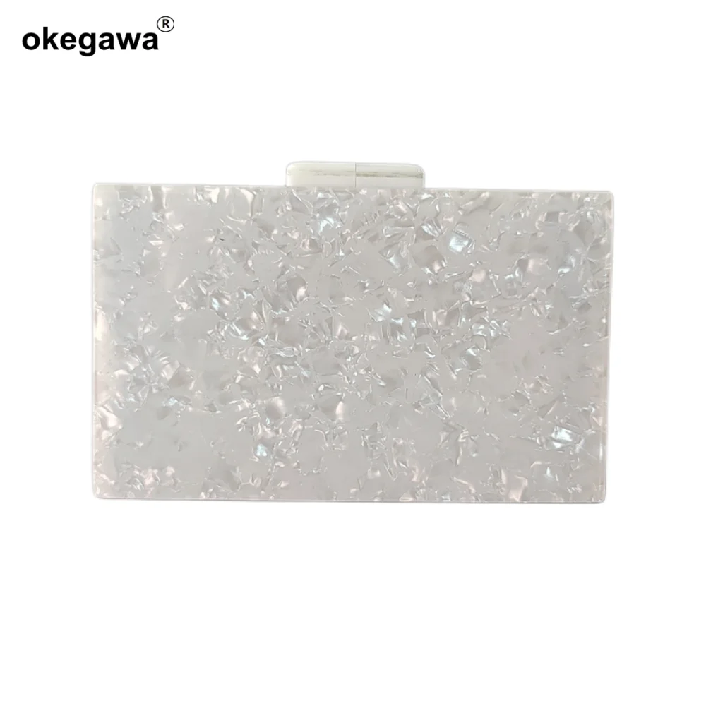 

Brand New Marble Pearl White Acrylic Evening Bags Sacs À Main Shoulder Messenger Flap Female Women Party Girl Purse Handbags Bag