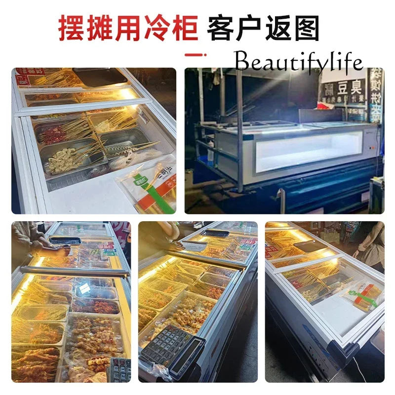 yj7 Desktop refrigerated display cabinet stall fresh-keeping refrigerated freezer horizontal barbecue display cabinet