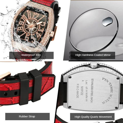 Imagen 2 del producto Relojes de pulsera a la moda para hombre, Reloj automático de cuarzo para hombre, Reloj de lujo para hombre, Reloj con esfera de números arábigos grandes y grandes con diamantes