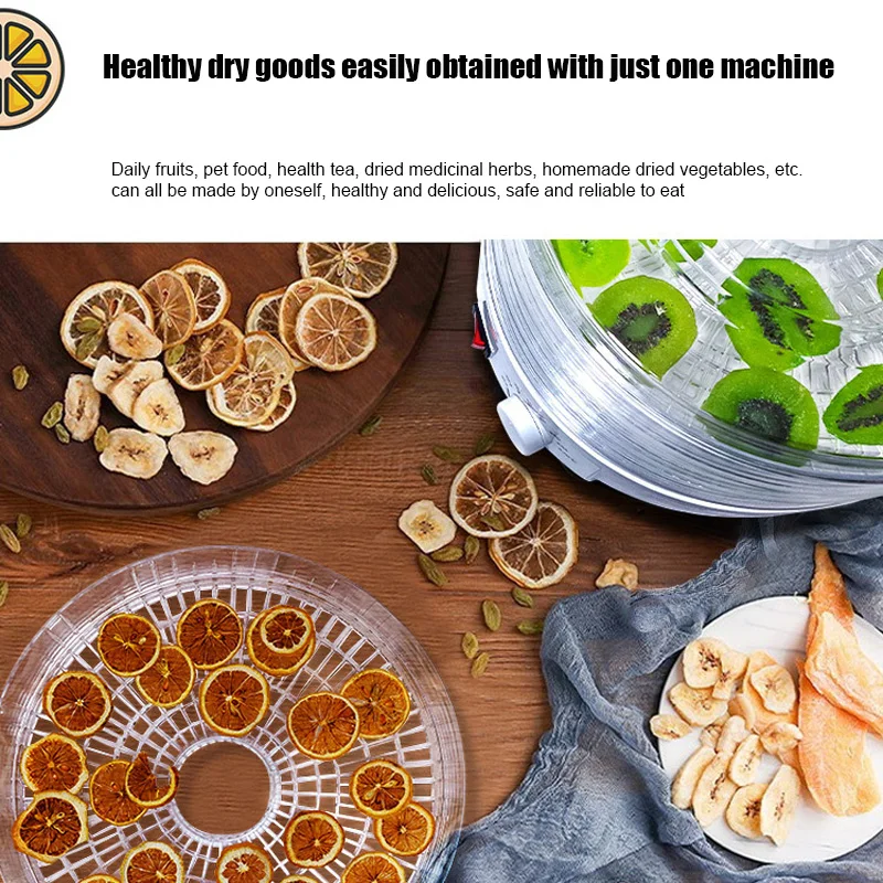 Household Fruit Vegetable Drying Machine 360° Circulation Uniform Heating Dried Fruit Jerky Beef Herb Tea Snack Food Dehydrator