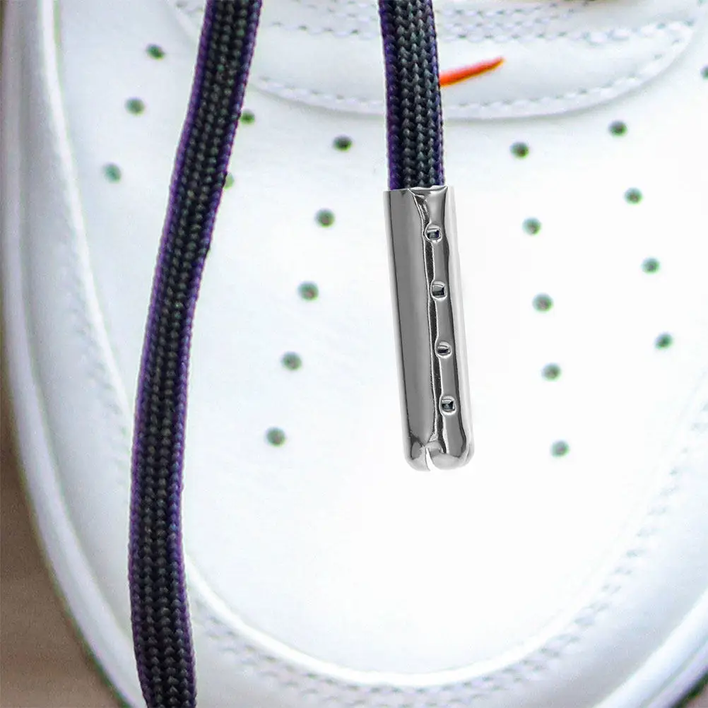 80Pcs Metal Shoelace Aglets Round Head with 4 Holes Longlasting Shoelace Tips for Sneakers Boots Hat Strings Pant Cords
