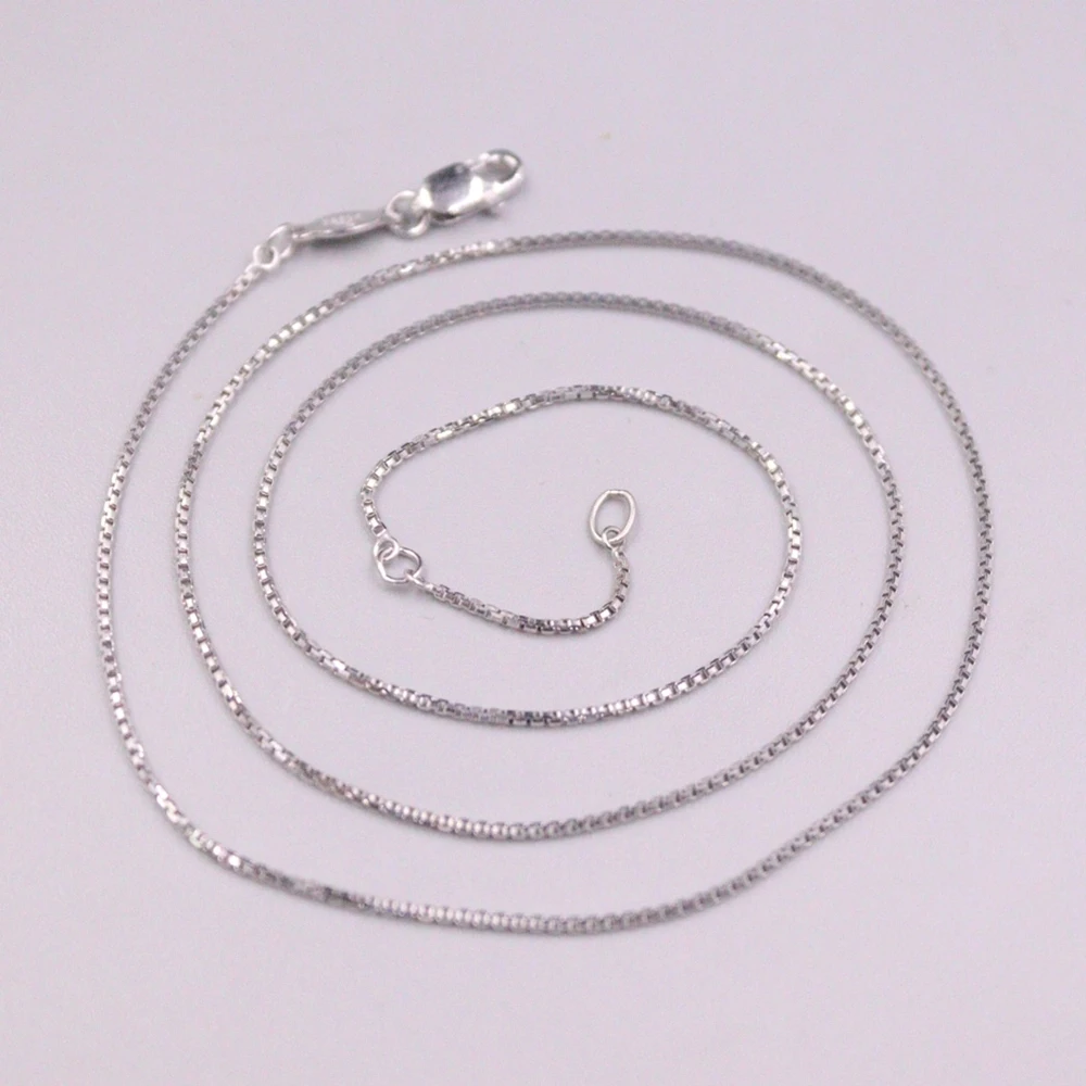 

Real Pure Platinum 950 Chain Women 1mm Box Link Adjustable Necklace 4.01g/45cm