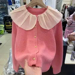 2023 Women Cardigan Jackets Sueter Mujer Sweet Peter Pan Collar Loose Pull Femme Fashion Korean Fall Winter Knit Sweater Tops