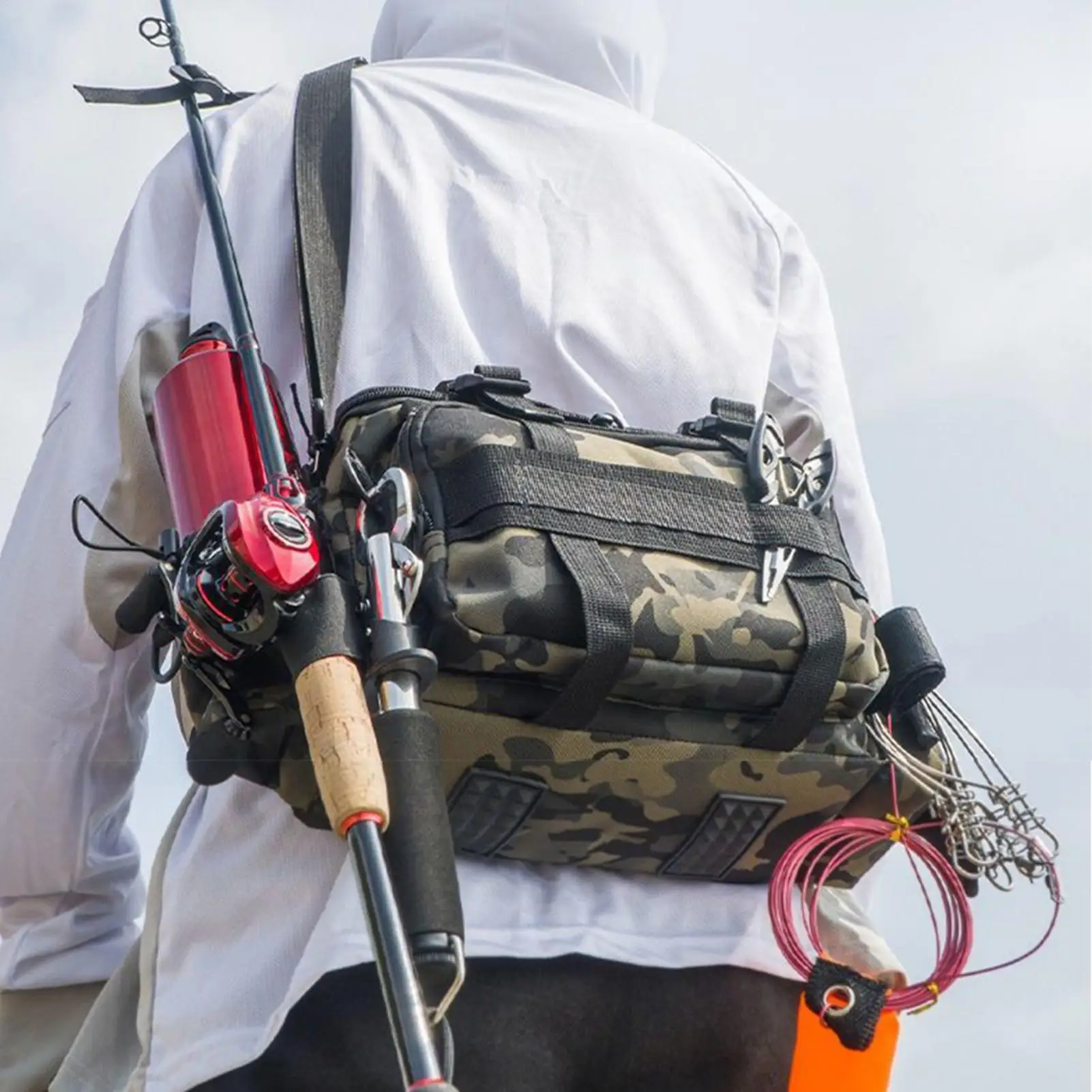 Fishing Tackle Bag Large Capacity Waterproof Tackle Storage Organizer Rod Fishing Bag for Saltwater Freshwater Boat Fishing Gear